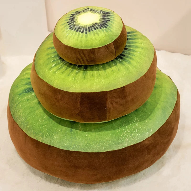 Round Kiwi Fruit Plush Floor Cushion, 8-24" | 20-60 cm