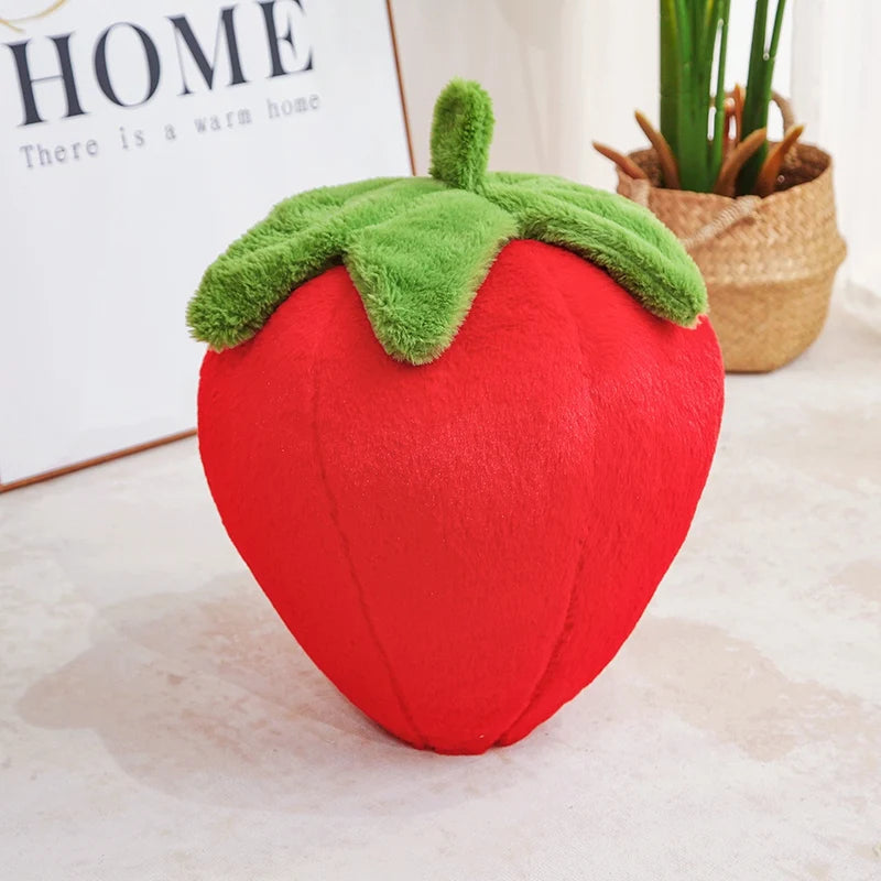 Cartoon Strawberry Plush Pillow, 9-18" | 23-45 cm
