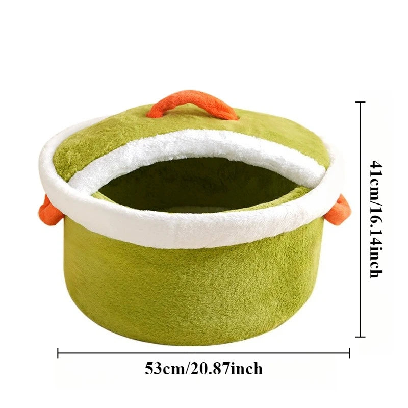 Letto per animali a forma di pentola 🍲 | Letto Morbido e Confortevole per Gatti e Cani di Piccola Taglia