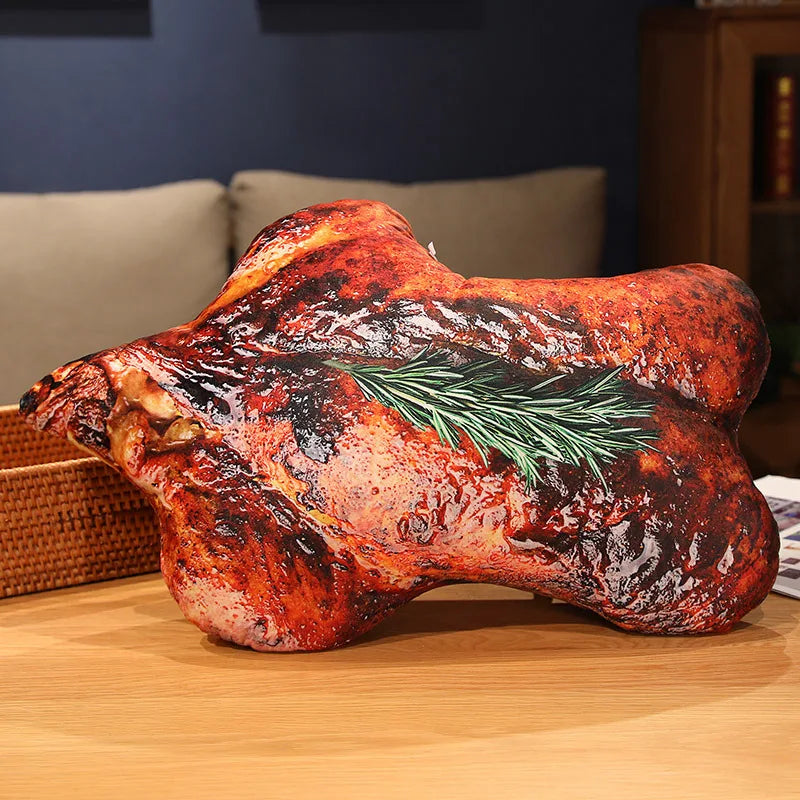 Cojines de carne a la parrilla realistas de peluche, nueve estilos, 8-24" | 20-60 centímetros