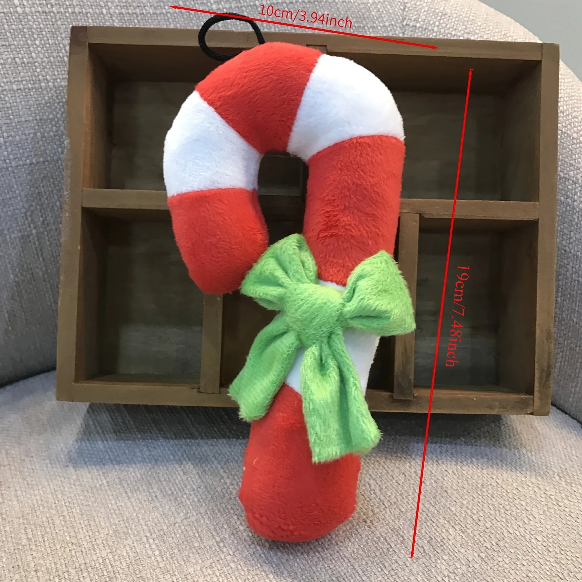 Plushie Candy Cane Hanging Decoration, 7" | 17 cm