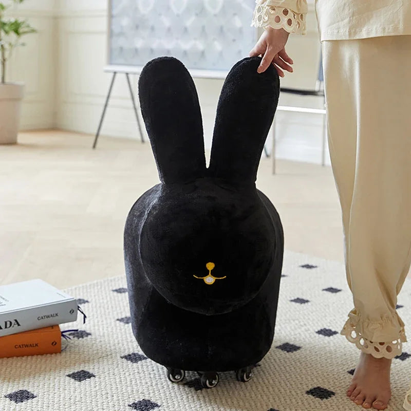 Pouf en peluche lapin avec roues - Deux couleurs