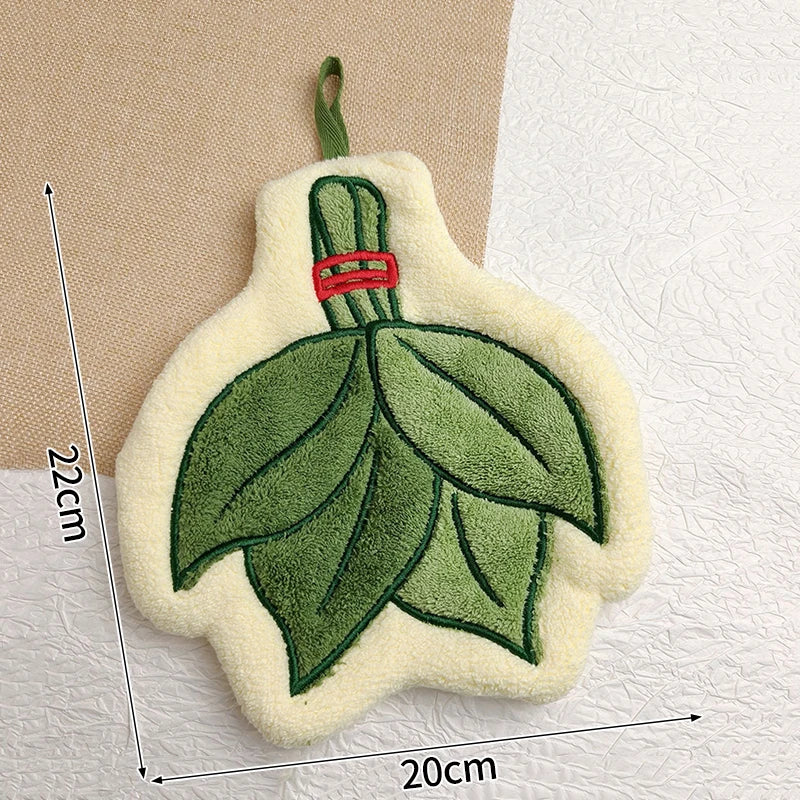 Leaves Design Absorbent Hand Towel | Botanical Print Kitchen Towel