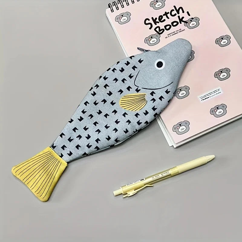 Fish Shape Novelty Pencil Case | Cute Plush Stationery Pouch