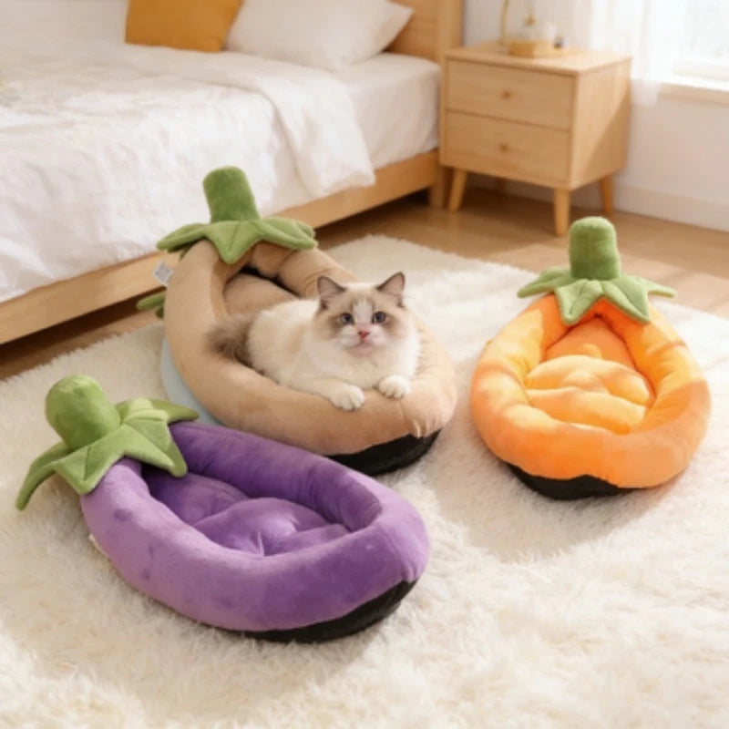 Vegetable-Shaped Pet Dog Bed | Kawaii Food-Themed Plush Sleeping Mat