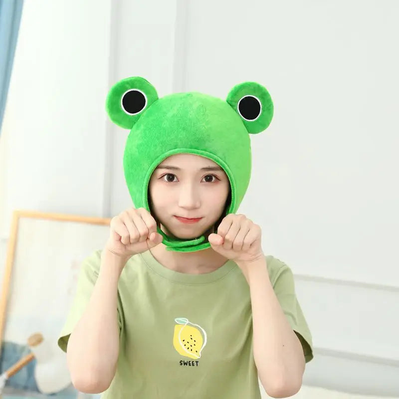 Frog Plush Headgear Hat | Novelty Stuffed Costume Cap