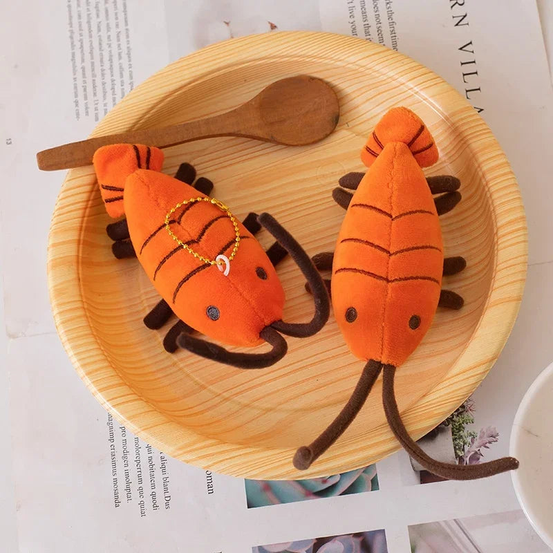 Kawaii Prawn Plush Keychain | Cute Shrimp Bag Charm, 10cm