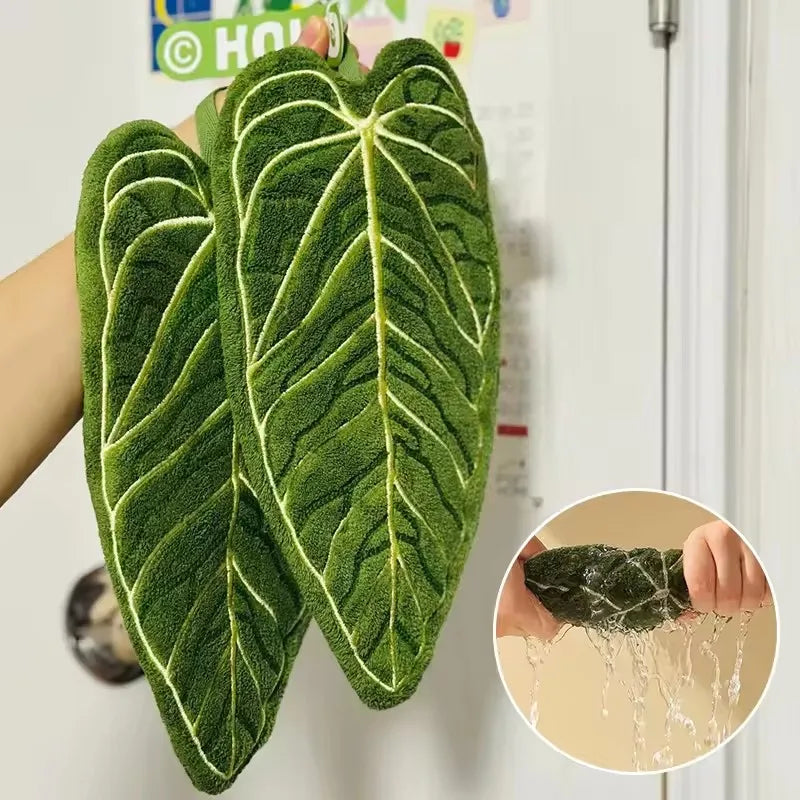 Hot Plant Print Absorbent Hand Towel | Botanical Kitchen Towel