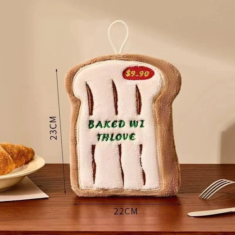 Kitchen Design Absorbent Hand Towel | Food-Print Coral Fleece Towel