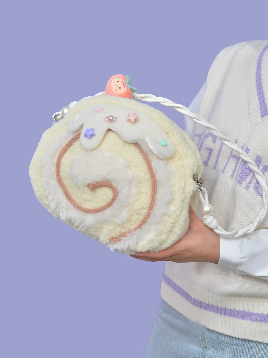 Cake Roll Plushie Shoulder Bag, 11"x9" | 28x23 cm