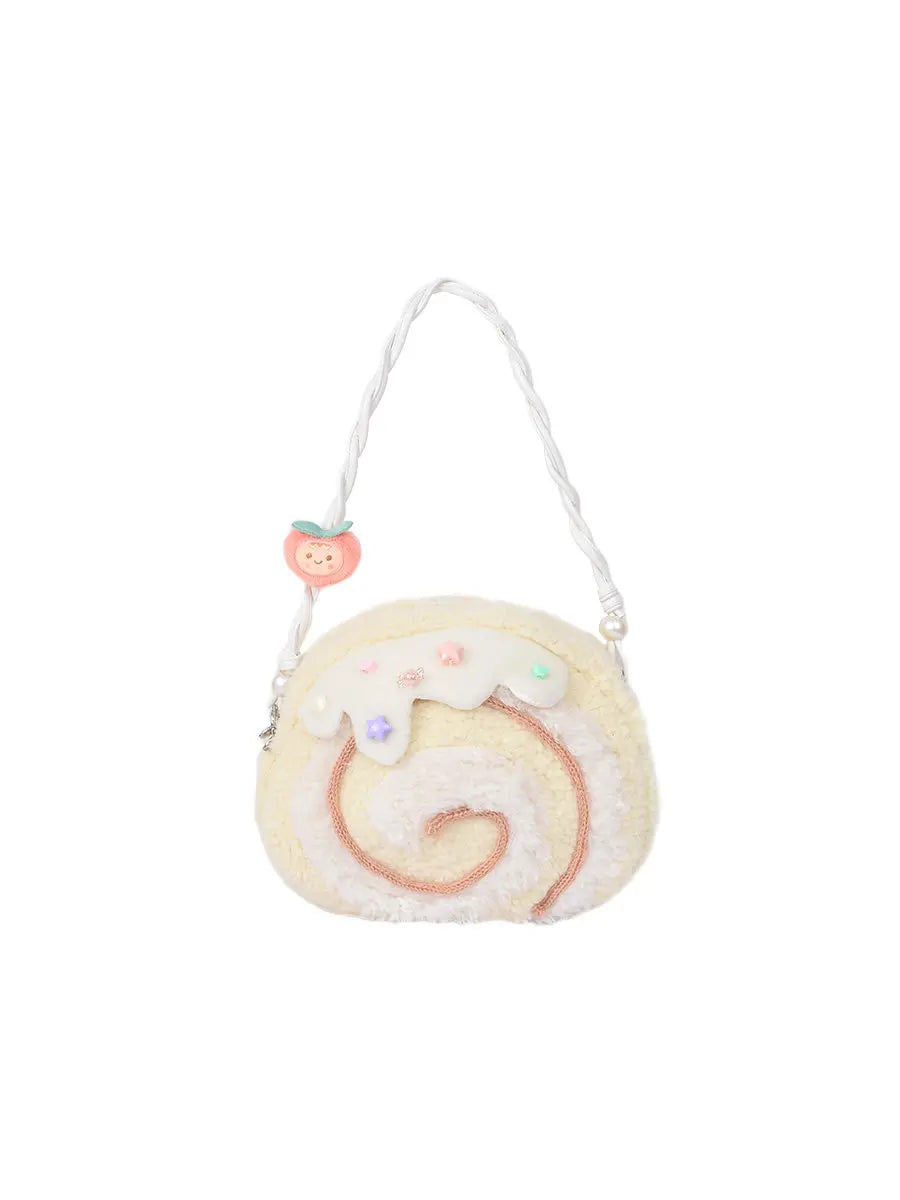 Borsa a spalla Plushie a forma di rotolo di torta, 11"x9" | Dimensioni: 28x23 cm