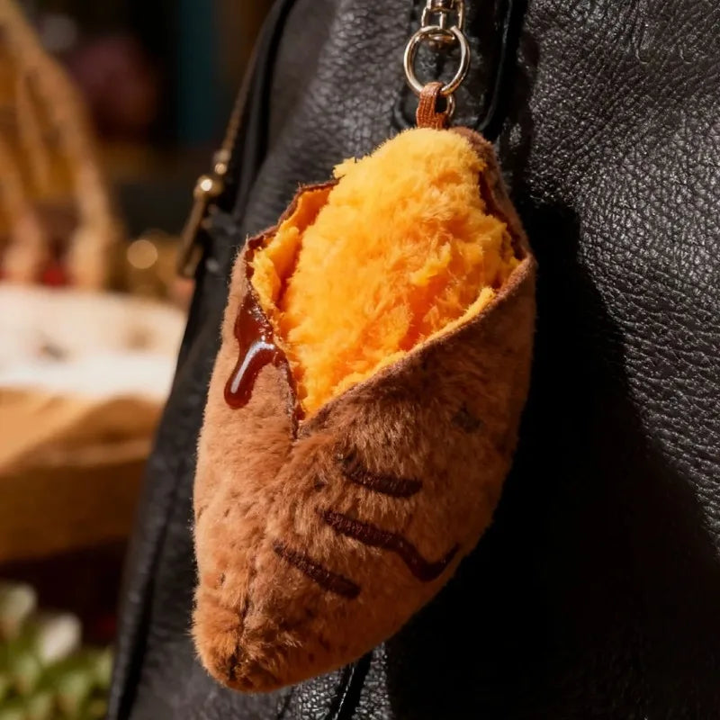 Roasted Sweet Potato Plush Keychain | Kawaii Simulation Snack Pendant