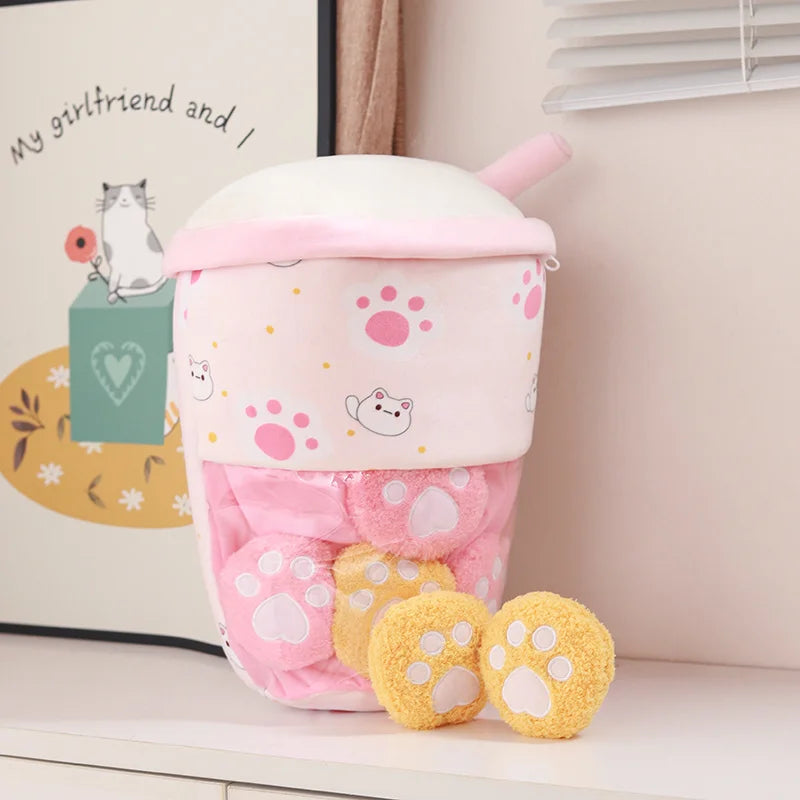 Thé à bulles en peluche avec billes de boba amovibles, 16 pouces | 40 cm