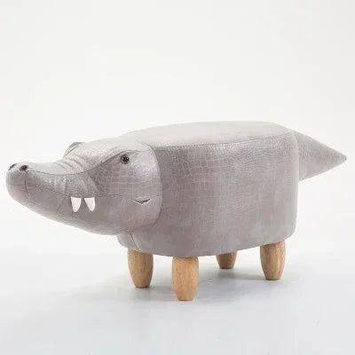 Alligator Ottoman Stool 🐊 | Plush Toy-Inspired Seat with Storage plush toy – – Grey/ Solid – Image 6 | Plushie Produce