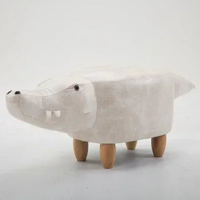 Alligator Ottoman Stool 🐊 | Plush Toy-Inspired Seat with Storage plush toy – – White/ Solid – Image 8 | Plushie Produce