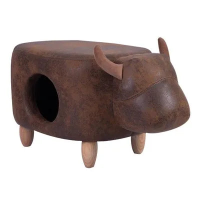Animal Hideaway Storage Stool- Five Animal Designs plush toy – – Brown cow – Image 6 | Plushie Produce