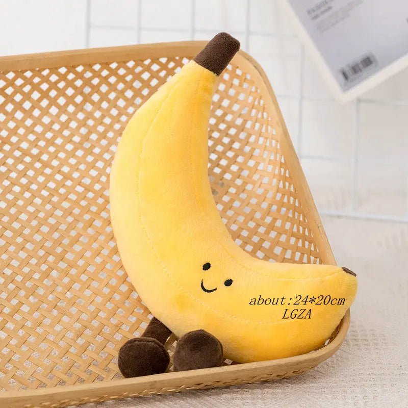 Cheerful Cartoon Fruit Plushies, 4 Varieties, 6-10" | 16-25 cm plush toy – – banana – Image 7 | Plushie Produce