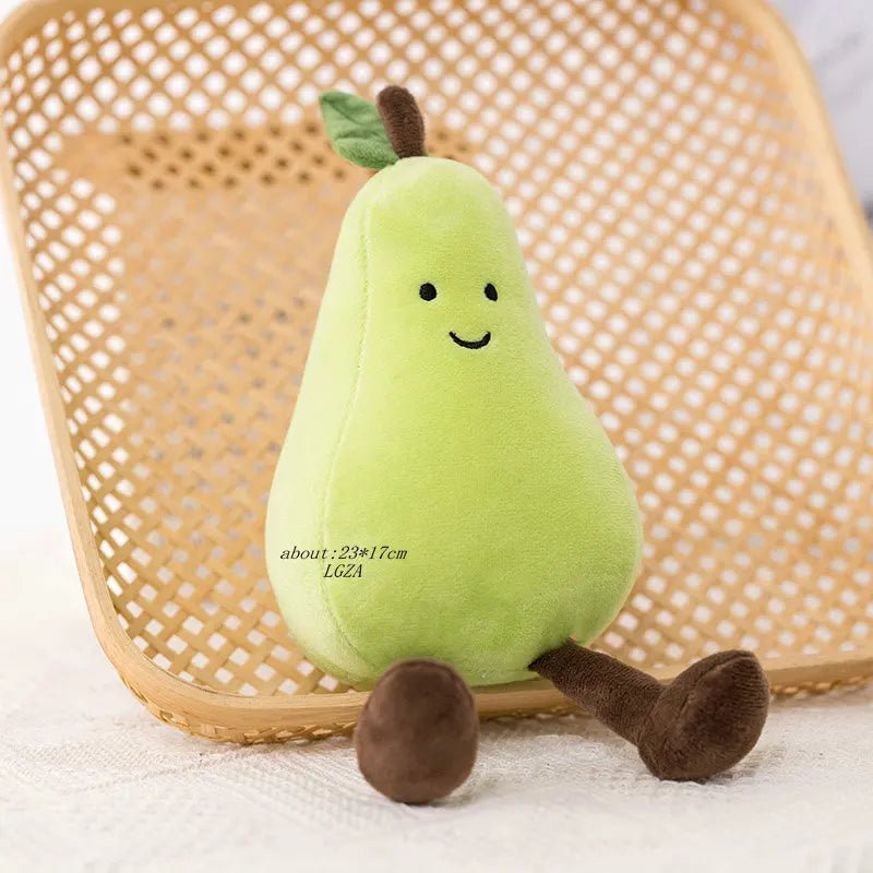 Cheerful Cartoon Fruit Plushies, 4 Varieties, 6-10" | 16-25 cm plush toy – – pear – Image 6 | Plushie Produce