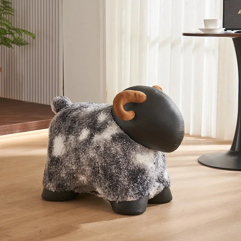 Fuzzy Sheep Footstool Ottoman, Three colors plush toy – – – Image 6 | Plushie Produce