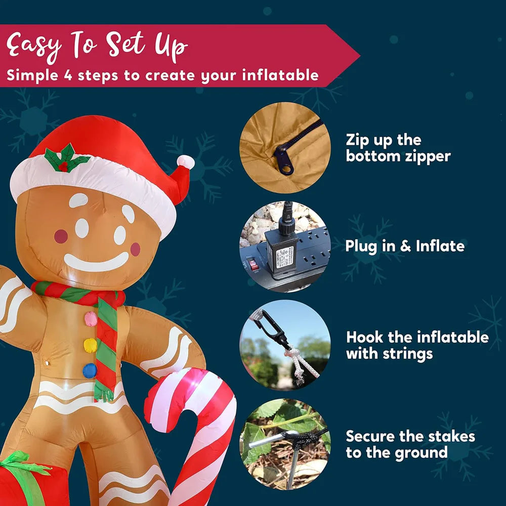 Gingerbread Man Inflatable Lawn Decoration (2.4m/7.9ft) plush toy – – – Image 4 | Plushie Produce