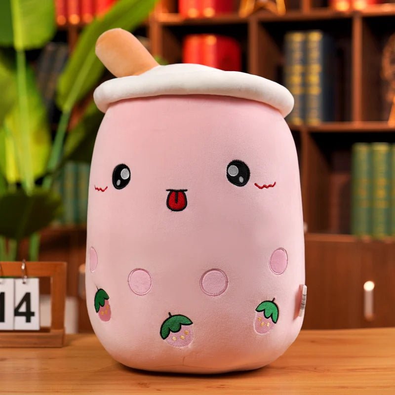 Large Expressive Bubble Tea Plushie, Three Flavors, 20" | 50 cm plush toy – – Pink – Image 9 | Plushie Produce