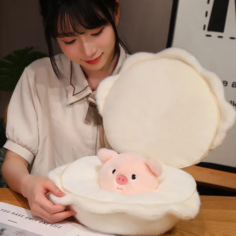 Piggy Pearl Clam Plushie, 22" | 55 cm plush toy – – white – Image 6 | Plushie Produce