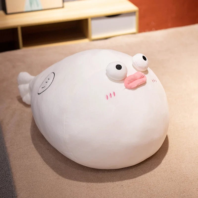 Plump Jumbo Puffer Fish Plushie, 12-35" | 30-90 cm plush toy – – White – Image 6 | Plushie Produce