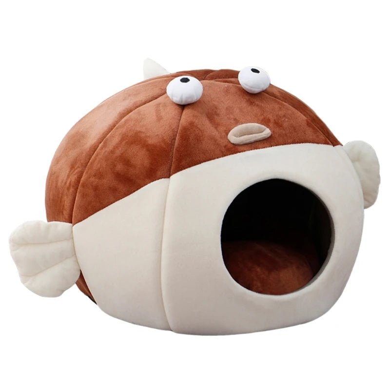 Plush Fish Pet Bed- For Pets up to 15 lbs (6.8 kg) plush toy – – Coffee – Image 8 | Plushie Produce
