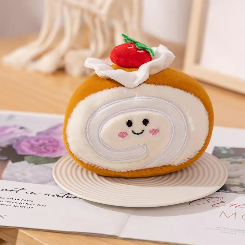 Plush Strawberry Cake Roll – Sweet, Squishy, and Oh-So-Kawaii! plush toy – – Yellow cake 14cm – Image 5 | Plushie Produce