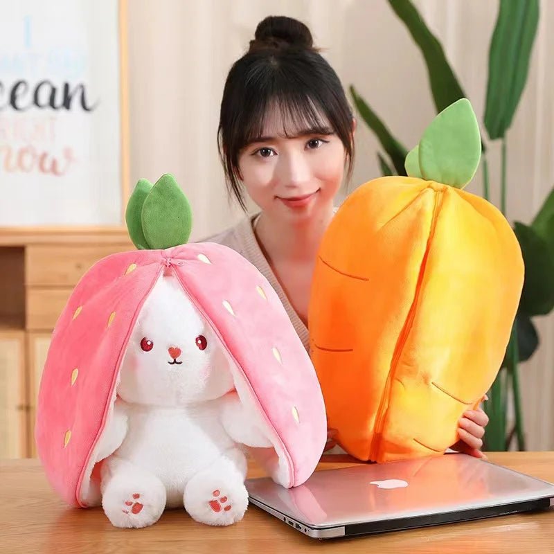 Plushie 2-in-1 Bunny Hiding in Fruit, Six Fruits, 7-10" | 18-25 cm plush toy – – – Image 1 | Plushie Produce