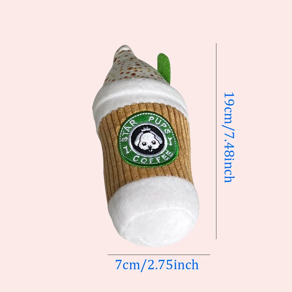 Plushie Cappuccino Squeaky Chew Toy, 6.5" | 17 cm plush toy – – – Image 7 | Plushie Produce