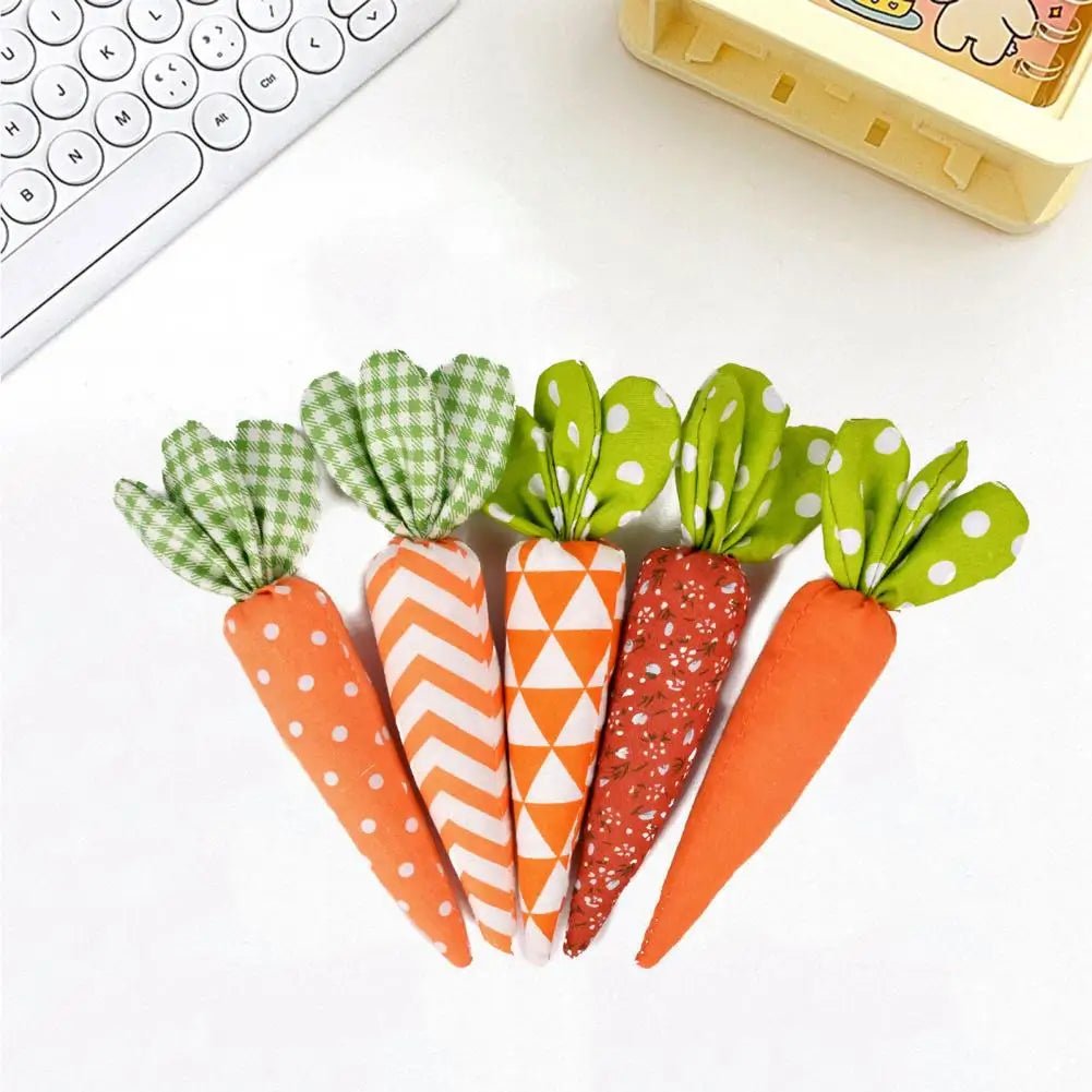 Plushie Carrot Plushies- Set of Five - Festive Spring Decor, 6" | 16 cm plush toy – – – Image 1 | Plushie Produce