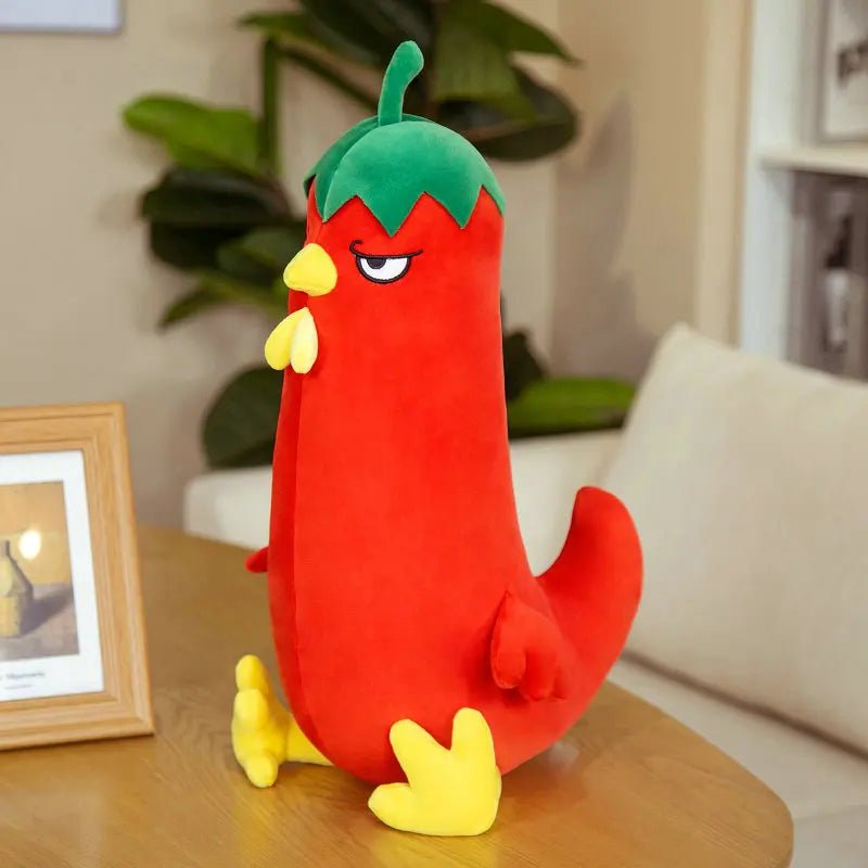 Plushie Cartoon Chicken as a Vegetable, 20-24" | 50-60 cm plush toy – – red chili chicken – Image 5 | Plushie Produce