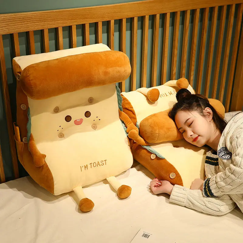 Plushie Cartoon Large Piece of Toast Back Support Pillow, 16" | 40 cm plush toy – – – Image 3 | Plushie Produce