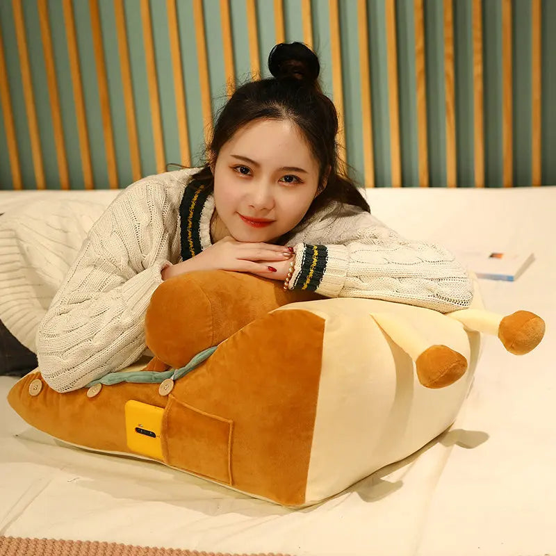 Plushie Cartoon Large Piece of Toast Back Support Pillow, 16" | 40 cm plush toy – – – Image 5 | Plushie Produce