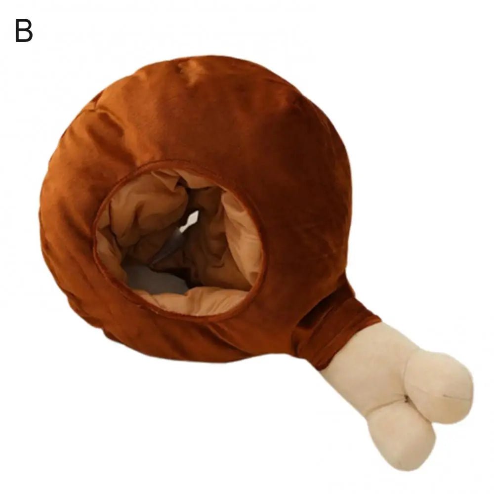 Plushie Cooked Chicken Leg Novelty Hat, 21" | 53 cm plush toy – – – Image 2 | Plushie Produce