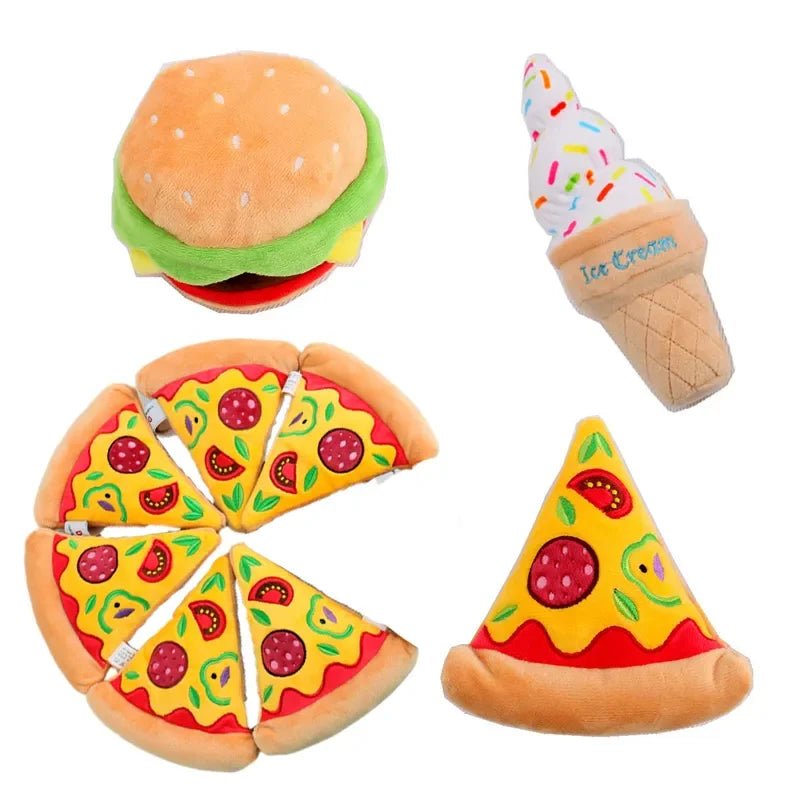 Plushie Fast Food Dog Squeaky Chew Toy, 3 Foods, 9" | 22 cm plush toy – – – Image 1 | Plushie Produce