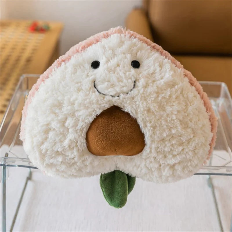 Plushie Fuzzy Fruits & Vegetables, 9 Varieties, 6-11" | 16-28 cm plush toy – – White Peach – Image 7 | Plushie Produce