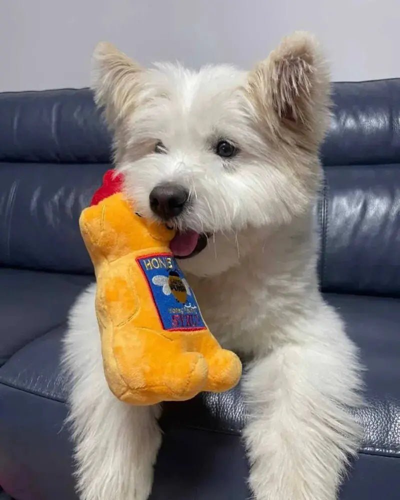 Plushie Jar of Honey Dog Squeaky Chew Toy, 7" | 19 cm plush toy – – – Image 4 | Plushie Produce