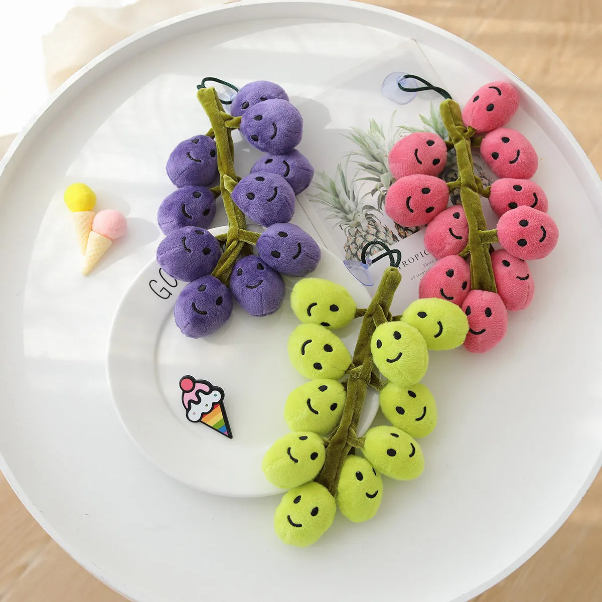 Plushie Smiling Stem of Grapes, 8-10" | 20-26 cm plush toy – – – Image 1 | Plushie Produce