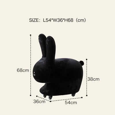 Rabbit Plushie Ottoman with Wheels - Two Colors plush toy – – black – Image 8 | Plushie Produce