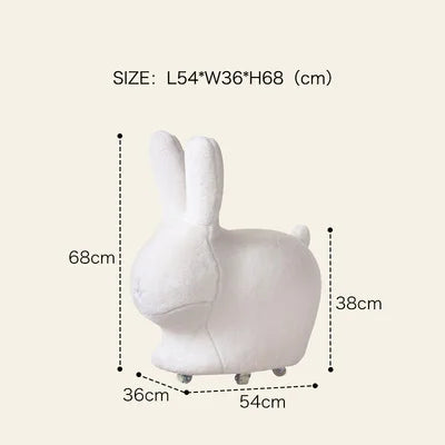 Rabbit Plushie Ottoman with Wheels - Two Colors plush toy – – white – Image 7 | Plushie Produce