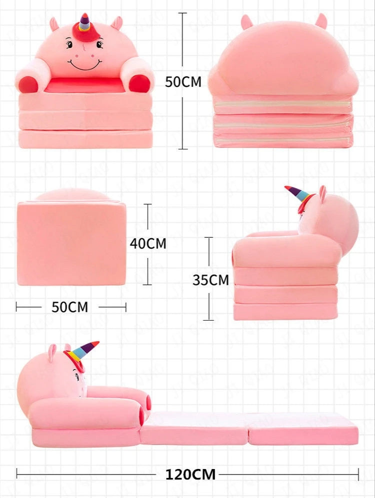Red Rabbit Children's Reading Chair with Fold-Out Nap Mat plush toy – – – Image 5 | Plushie Produce