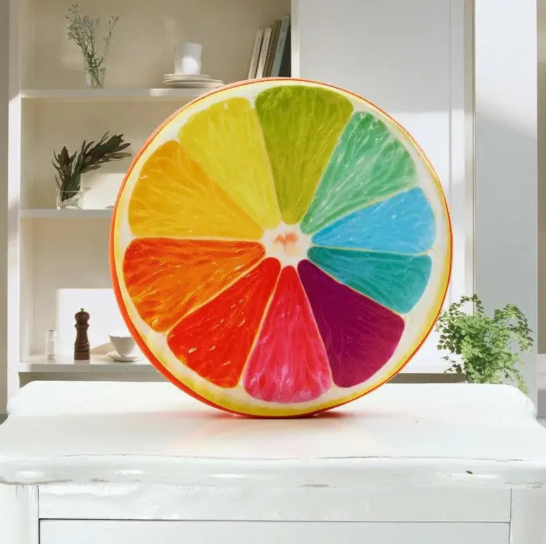 Sliced Fruit Seat Cushion Plushies, Six Styles, 13" | 32 cm plush toy – – 7-color Orange – Image 7 | Plushie Produce