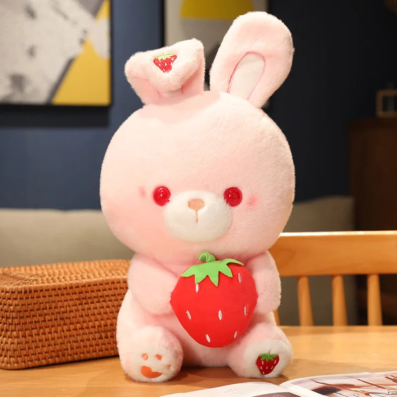 Strawberry Bunny Plushie, 11-20" | 28-50 cm plush toy – – Pink – Image 7 | Plushie Produce