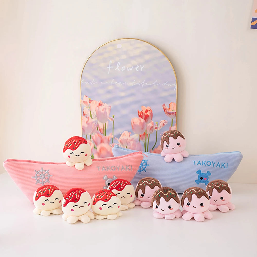 Takoyaki Plushie Set with Zip Lock Storage Boat, 18" | 45 cm plush toy – – – Image 3 | Plushie Produce