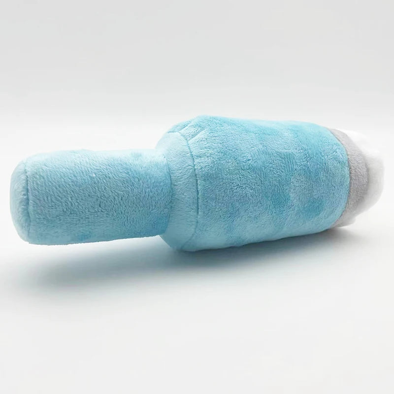 Water Bottle Squeaky Plush Toy for Dogs – Two Colors - 11" | 27 cm plush toy – – – Image 4 | Plushie Produce