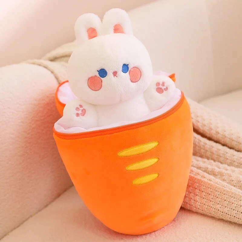 Giant Plushie Strawberry/Carrot Hiding a Pig/Rabbit, 1-2.6' | 30-80 cm plush toy – – – Image 10 | Plushie Produce