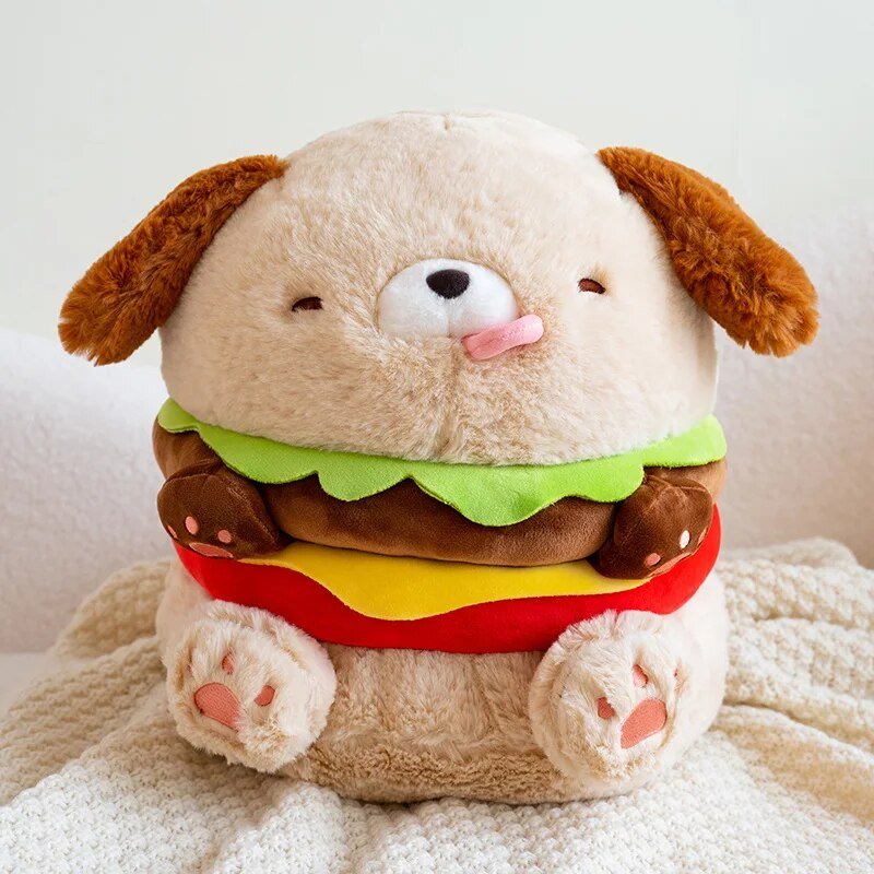 Hamburger Dog Plushie, 9-14" | 23-35 cm plush toy – – 13.8"/ 35cm – Image 1 | Plushie Produce