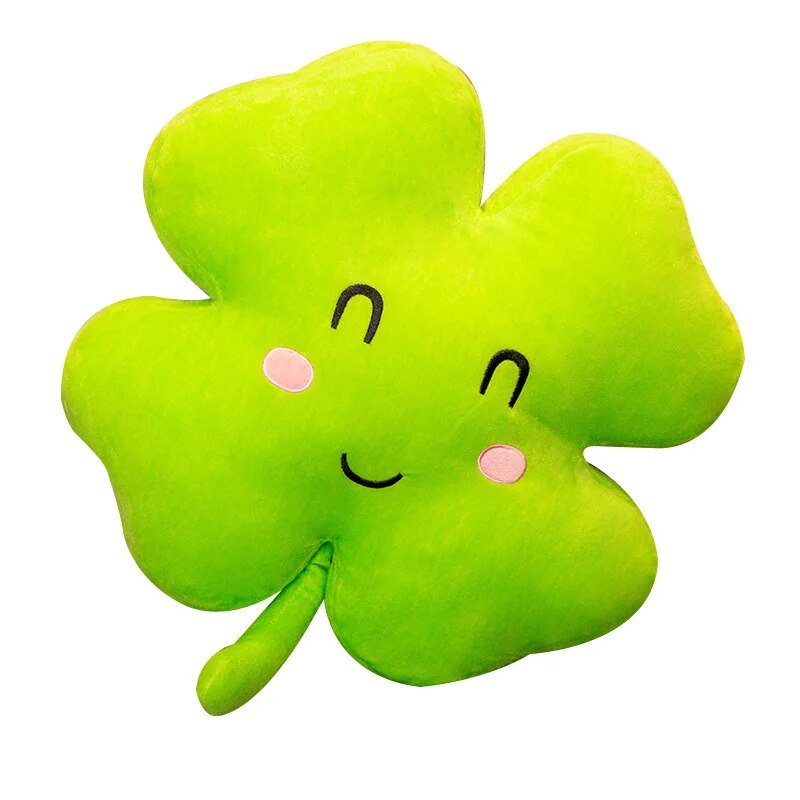 Lucky Four-Leaf Clover Plush Throw Pillow, 16" | 40 cm plush toy – – – Image 1 | Plushie Produce